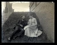 Will & Florence Collins at side of house on bank, [Avocado, Sea Girt, NJ] [graphic].