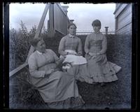 [Mary, Matilda & Bertha sitting on bank at side of front porch], [Avocado, Sea Girt, NJ] [graphic].