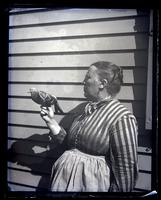 Matilda [Knox] & her pigeon. At side of house, [Avocado, Sea Girt, NJ] [graphic].