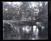 Bridge over [Mana]squan River at Allaire, [NJ]. [Sam & A(nne) Emlen in foreground] [graphic].