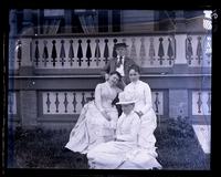 Group in front of our cottage [Avocado, Sea Girt]. Bess, Helen Morris, Fannie Garrett & Fred Strawbridge [graphic].