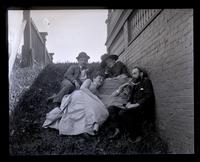 Group at side of house. Will & Florence [Collins], Sam Rohrer & Bess. [Avocado, Sea Girt, NJ] [graphic].