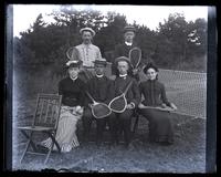 [Group on tennis court. Bessie, Miss. S. Evans, Is , Will & Dick Morris & self], [Sea Girt, NJ] [graphic].