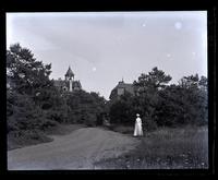 Our cottage [Avocado] and [Charles & Phoebe] Wright's from Park, at end of tennis court. Bess in foreground. [Sea Girt, NJ] [graphic].