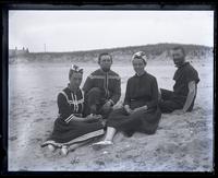 Bathing group on beach. Anne & Mary Emlen, Father & self. [Sea Girt, NJ] [graphic].