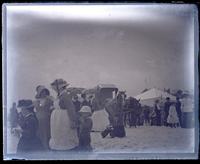 Two old women & 2 children on beach, Ocean Day, [Sea Girt, NJ] [graphic].