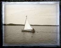 Thalatta sailing on pond, stern view, [Sea Girt, NJ] [graphic].