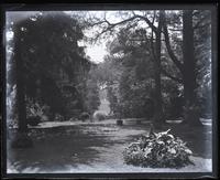 Vista toward farm-house from front steps of Westtown building [graphic].