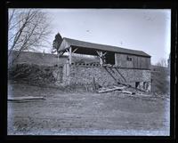 Old saw mill. Mill Cr[eek] Road & Gulf Road (old road). Arthur Jones standing upon mill. [Haverford, Pa.] [graphic].