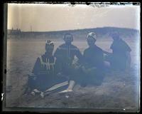 [Bathing group on beach. Anne & Mary Emlen, Father & self, Sea Girt, NJ] [graphic].