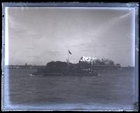Tug Jamesburg & boat with freight cars on it, [Taken from steamer Columbia, Delaware River] [graphic].