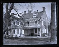 Our house, from magnolia tree (mag. grandiflora), Mother & Anna Rhoads in porch, [Deshler-Morris House, 5442 Germantown Avenue] [graphic].
