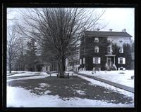 Founders Hall & Library from under bay window of collection room, Barclay Hall, [Haverford College] [graphic].