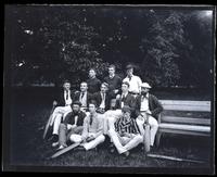 1st eleven of the Hav[erford] Coll[ege] Cricket Club. On a bench near cricket field [graphic].