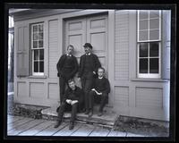 Group at Meeting House door. Is & Will Morris, Holly [Paschall Hollingsworth] Morris & myself [graphic].