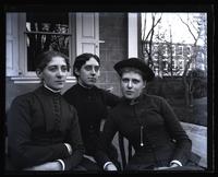 Ellie [Rhoads], Anna [Rhoads] & Bessie, closer. [On porch of Deshler-Morris House, 5442 Germantown Avenue] [graphic].