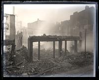 Ruins of father's building [715-719 Arch Street] from [George] Harris [& Sons, lithographer] 2nd story window, [Philadelphia] [graphic].