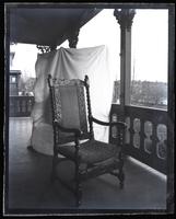 Old Marriott chair made by Isaac Marriott in 1680. In back porch at Wilmington, [DE] [graphic].