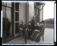 Group on back porch at Sea Girt. Aunt Hetty, Uncle Edward, Aunt Annie, Mother & Bessie, [Sea Girt, NJ] [graphic].
