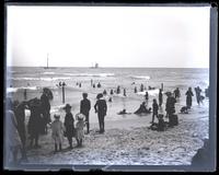 Beach scene Asbury Park, [NJ], Mr. Shipley in foregr[oun]d [graphic].