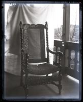 Old Marriott chair, [in back porch at Wilmington, DE] [graphic].