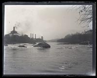 View of Manayunk (distant) down river from below Flat Rock Dam, [Philadelphia] [graphic].