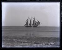 3 masted schooner "John M. Brown" from beach, [Sea Girt, NJ] [graphic].