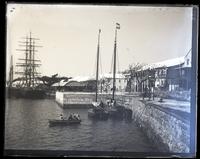 Front St. & wharves from Eastern shed showing Paget Ferry steps, [Hamilton, Bermuda] [graphic].