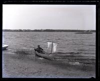 Mr. [Joseph Bunford] Samuel in his canoe. South shore of Wreck Pond, [Sea Girt, NJ] [graphic].