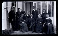 Family group at back porch of 4782 Main St., [Deshler-Morris House], Father, Bess, Hannah, Mother, Aunt Lydia, Uncle Charles Rhoads, Auntie Beulah. Geo. S. Morris & Catherine Harman. [Germantown] [graphic].