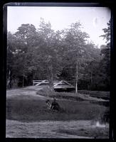 Bridge & bail race below mill. Bess & Carrie M[orris] in foreground, [Allaire, NJ] [graphic].