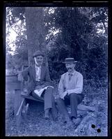 Ed Stawbridge & I. "Two Tramps" [near well in woods, Manasquan, NJ] [graphic].