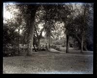 Bridge over river at Allaire, [NJ]. Bess & Carrie with clemiatis [graphic].