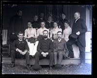 Group of bridesmaids, groomsmen, &c on porch at Sunnyside after departure of bride & groom, [Muncy, Pa.] [graphic].