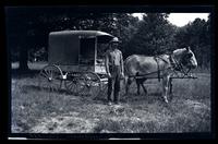 [Man with a horse drawn carriage], Pocono Lake, [PA] [graphic].