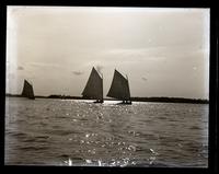 Two cat boats in sunlight. [Mana]squan River, [Manasquan, NJ] [graphic].