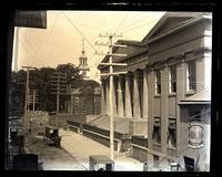 Custom House & E. end of State House from 4 & Library Sts. 2nd story, [Philadelphia] [graphic].