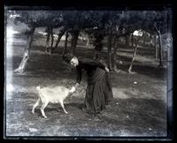 [Elizabeth Canby Morris & goat at Mangrove Bay, Somerset, Bermuda] [graphic].