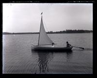 [Thalatta sailing on pond. Marriott Canby & Miss Moss on boat, Sea Girt, NJ] [graphic].