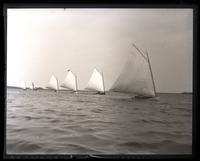 Yachts on [Mana]squan R[iver], stern view of several, [Manasquan, NJ] [graphic].