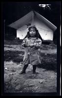 [Janet Morris holding a stick], Pocono Lake, [PA] [graphic].