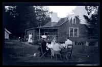 [Group outside a cabin], Pocono Lake, [PA] [graphic].