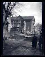 [Construction of the Germantown Boys' Club near 10 W. Penn, Germantown. Man walking in foreground] [graphic].