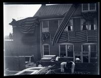 [Patriotic decorations on building facade near Germantown Boys' Club, 10 W. Penn, Germantown] [graphic].