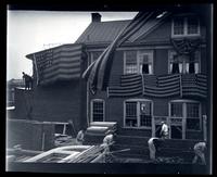 [Patriotic decorations on building facade near the Germantown Boys' Club, 10 W. Penn Germantown] [graphic].