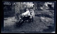[Elliston Perot Morris, Jr. and Marriott Canby Morris, Jr. riding a cart], Germantown [graphic].
