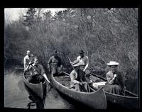 [Three canoes with passengers, Egg Harbor River, New Jersey] [graphic].
