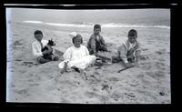 [Elliston Perot Morris Jr. and Marriott Canby Morris Jr. with dog and toy boat, Sea Girt] [graphic].