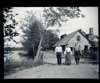 [Three people in front of a house], canoeing, Egg Harbor River, NJ [graphic].