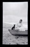 [Woman, probably Elizabeth Canby Morris, and dog in boat, Sea Girt] [graphic].